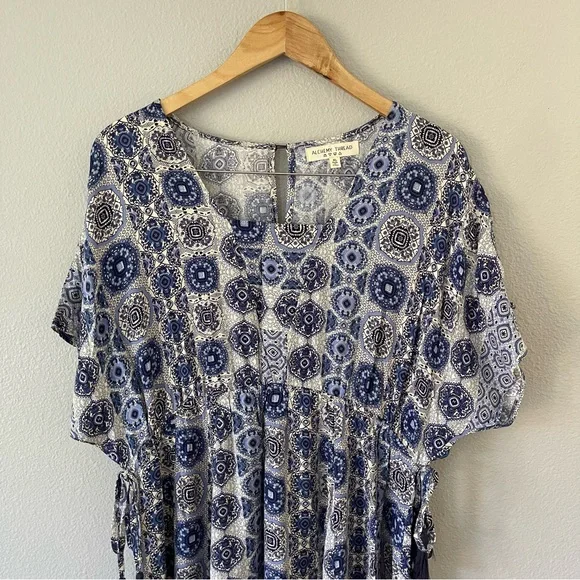 Alchemy Thread Dress XL Blue Print Asymmetric Babydoll Fairycore Fairy Boho - Picture 3 of 10
